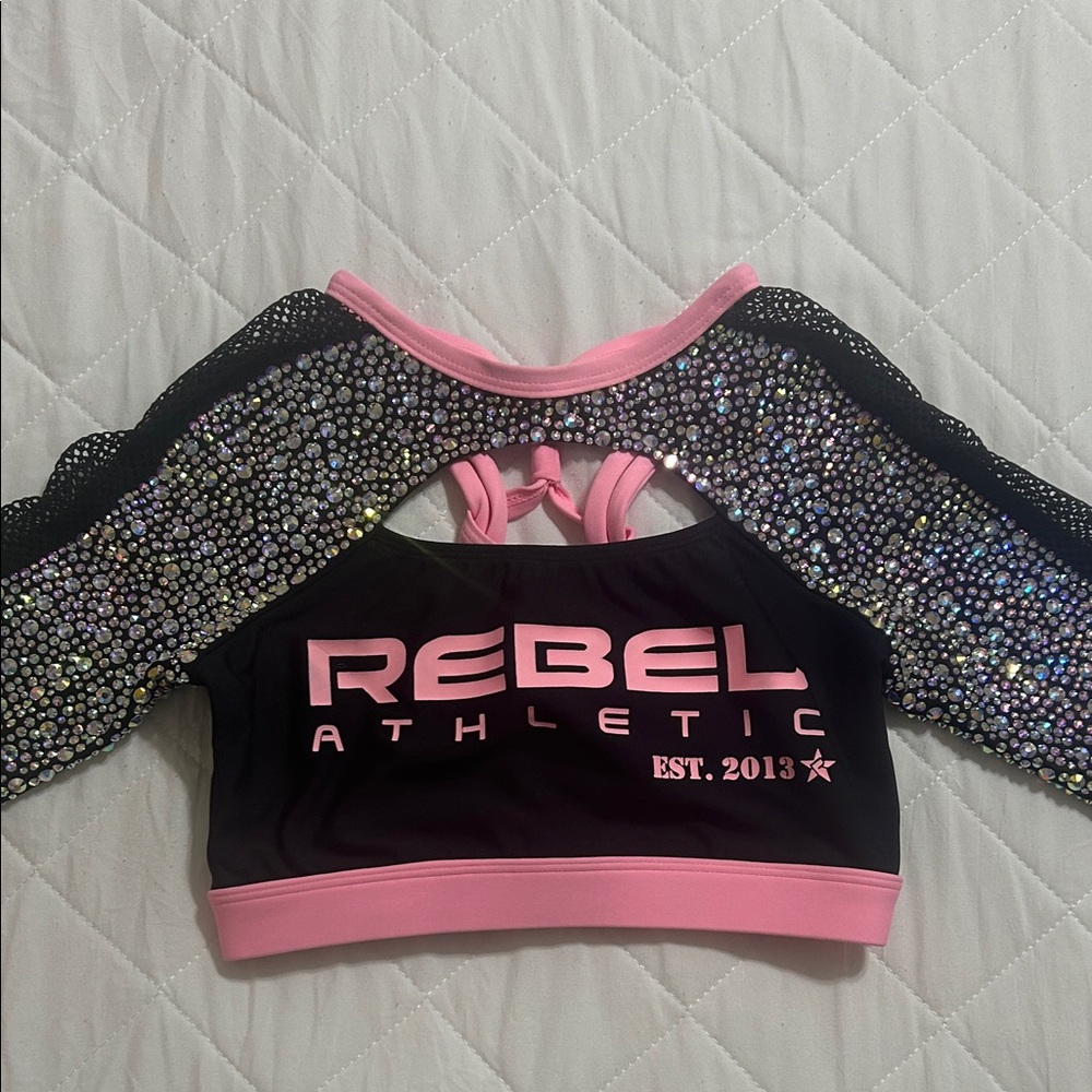 Rebel Athletic Black and Pink Crop Top